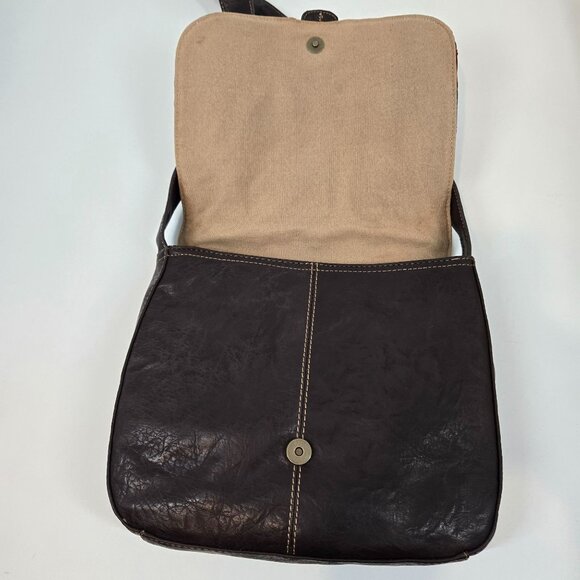 Stamp 10 Corduroy & Faux Leather Patchwork Lacy Crossbody Bag Fall Boho Gift NEW - Picture 6 of 12